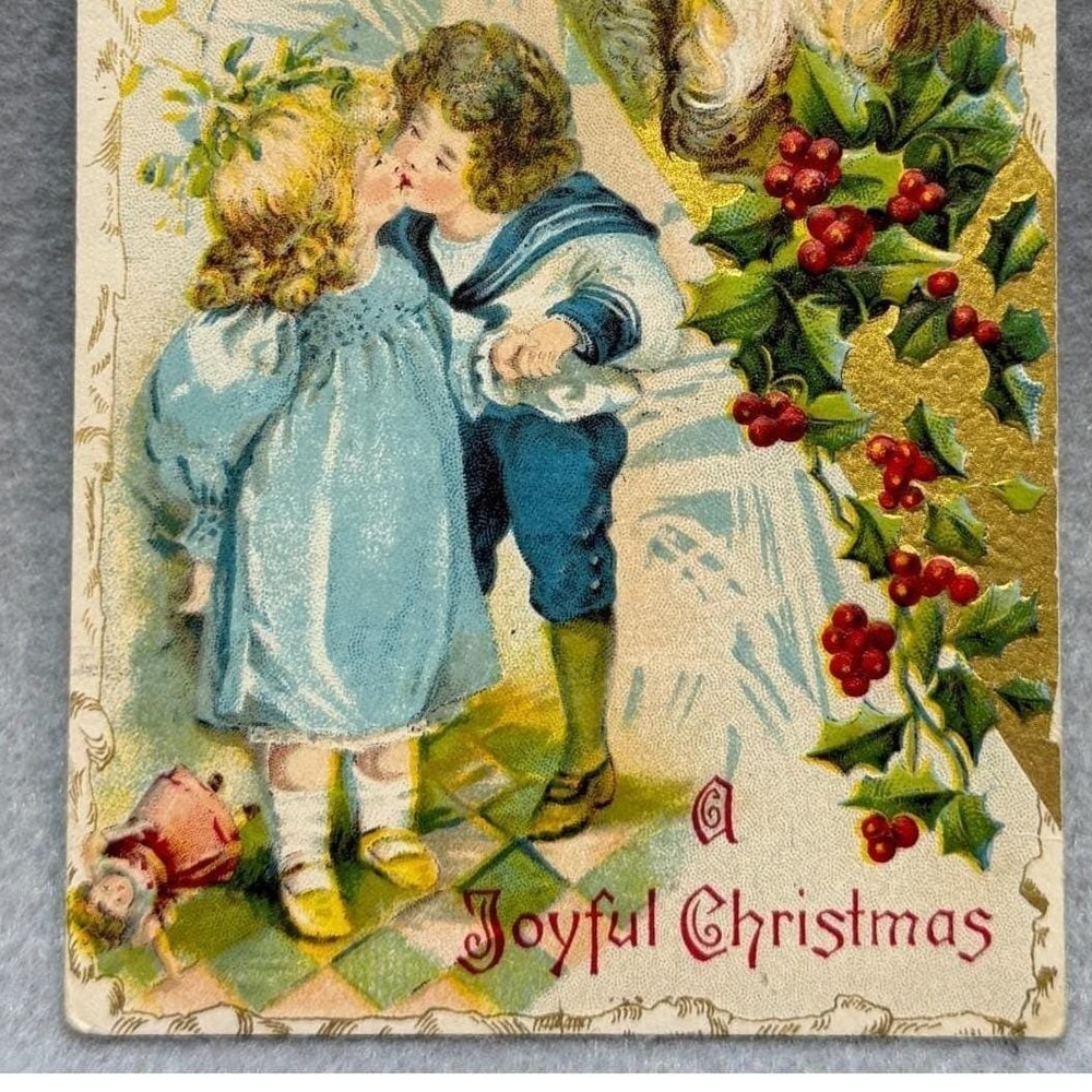 Victorian‎ Santa Clause Kids Holly A Joyful Christmas Oakdale CA Posted POSTCARD